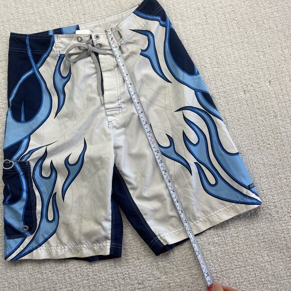 Y2K Men's Ripzone Blue Flames Board Shorts Surfer Skate Beach Grunge Men Sz 32 - Picture 9 of 16
